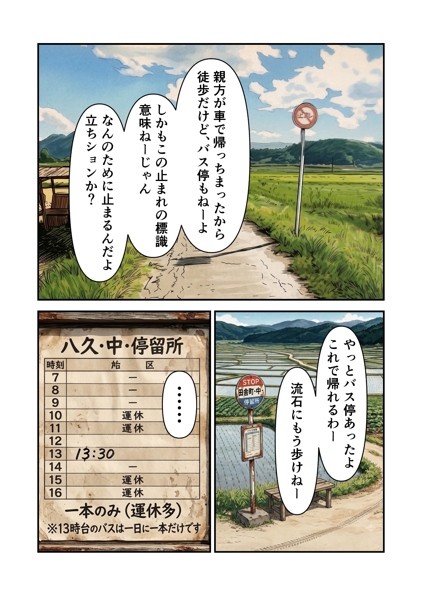 田舎を舞台にした天然ヒロインの漫画サンプル
